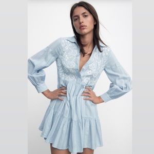 Zara embroidered mini dress